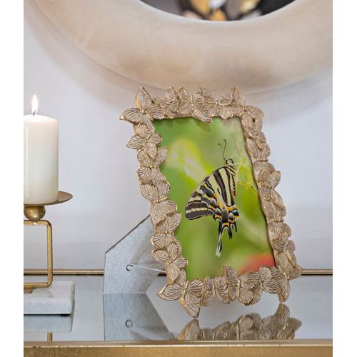 Cadre Photo Rectangulaire Doré En Résine Avec Papillons 22,3x27,8 Cm Pour Photo 15x20 Cm