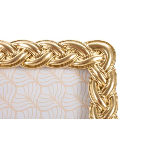 Cadre Photo Rectangulaire Doré En Résine Motif Ruban Tressé 19x24,5 Cm Pour Photo 15x20 Cm