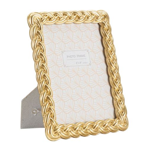 Cadre Photo Rectangulaire Doré En Résine Motif Ruban Tressé 19x24,5 Cm Pour Photo 15x20 Cm