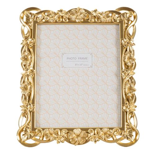 Cadre Photo Rectangulaire Doré En Résine Décor Feuilles Et Fleurs 27,8x33,5 Cm Pour Photo 20x25 Cm