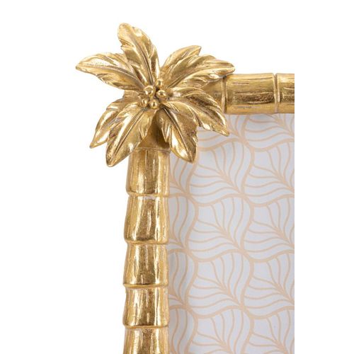 Cadre Photo Doré En Résine Décor Bambou Fleur Et Flamant 30x26 Cm Pour Photo 20x25 Cm