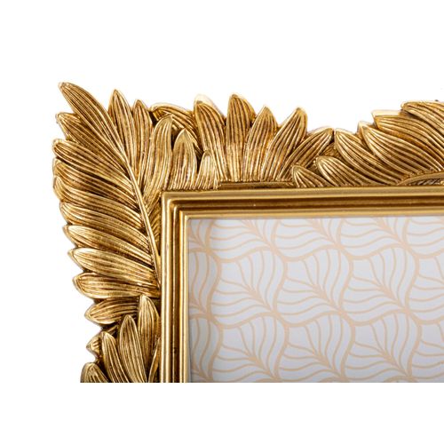 Cadre Photo Doré Décor Feuilles En Résine 28,5x34 Cm Pour Photo 20x25 Cm
