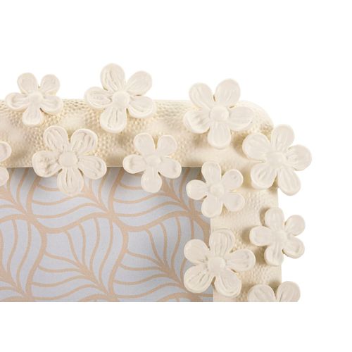 Cadre Photo Crème Décor Fleurs En Résine 20x25 Cm Format 15x20 Cm