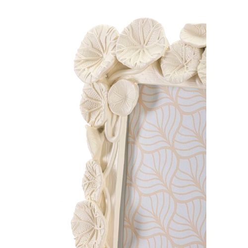 Cadre Photo Crème Décor Feuilles De Lotus En Résine 25,8x31 Cm Format 20x25 Cm