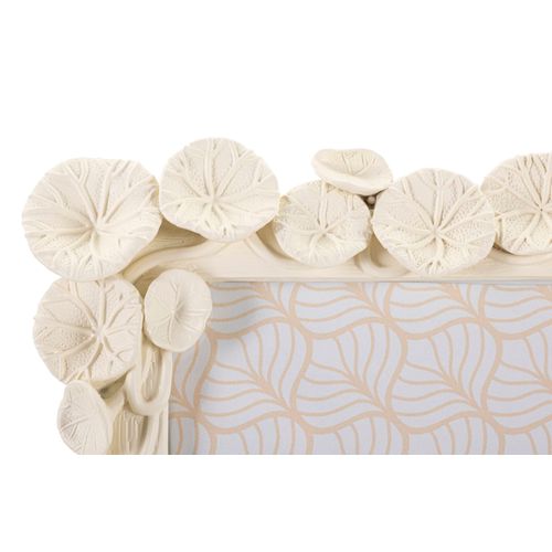 Cadre Photo Crème Décor Feuilles De Lotus En Résine 25,8x31 Cm Format 20x25 Cm