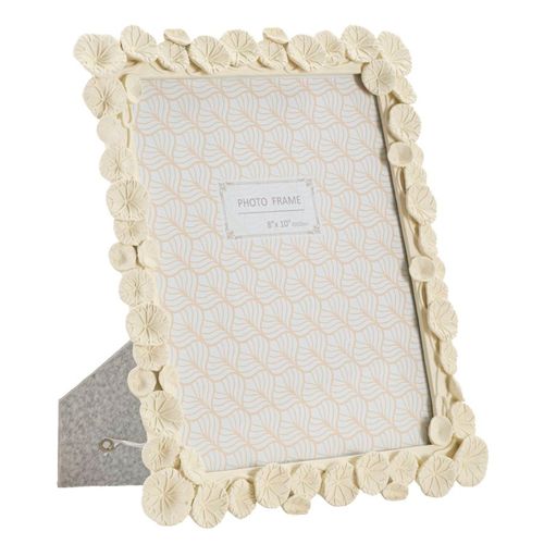 Cadre Photo Crème Décor Feuilles De Lotus En Résine 25,8x31 Cm Format 20x25 Cm