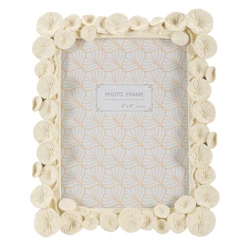 Cadre Photo Crème Décor Lotus En Résine 20,8x25,9 Cm Format 15x20 Cm