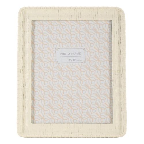 Cadre Photo Style Bambou Crème En Résine 26x31 Cm Format 20x25 Cm