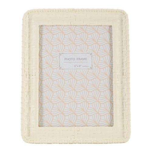 Cadre Photo Style Bambou Crème En Résine 20,5x25,5 Cm Format 15x20 Cm