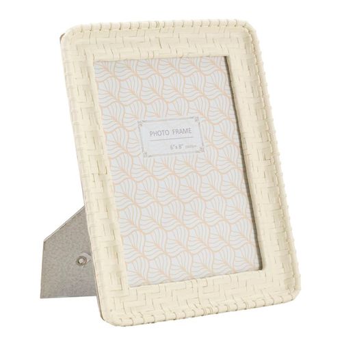 Cadre Photo Style Bambou Crème En Résine 20,5x25,5 Cm Format 15x20 Cm