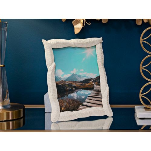 Cadre Photo Crème En Résine Motif Feuilles Entrelacées 19,8x24,8 Cm Format 15x20 Cm