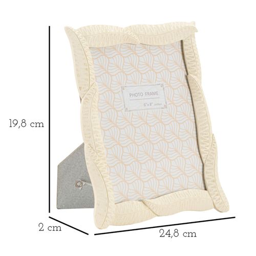 Cadre Photo Crème En Résine Motif Feuilles Entrelacées 19,8x24,8 Cm Format 15x20 Cm