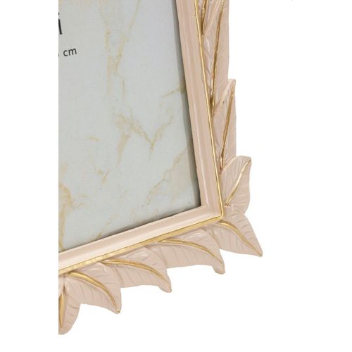 Cadre Photo Crème 27x32 Cm Avec Finition Feuilles Dorées Pour Photo 20x25 Cm