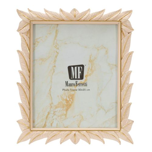 Cadre Photo Crème 27x32 Cm Avec Finition Feuilles Dorées Pour Photo 20x25 Cm