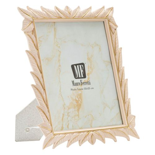 Cadre Photo Crème 27x32 Cm Avec Finition Feuilles Dorées Pour Photo 20x25 Cm