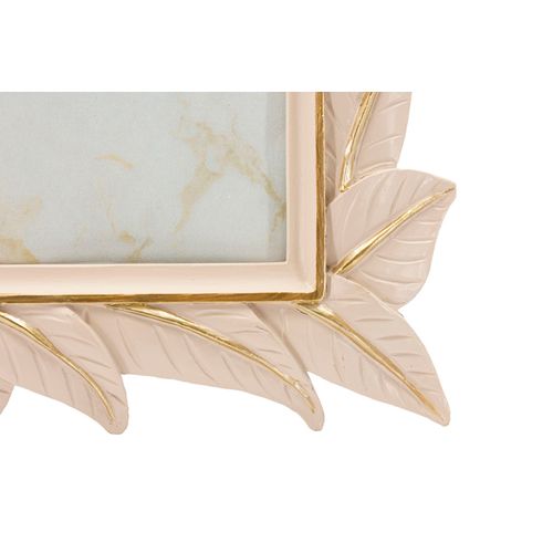 Cadre Photo Crème 21x27 Cm Finition Feuilles Dorées Pour Photo 15x20 Cm