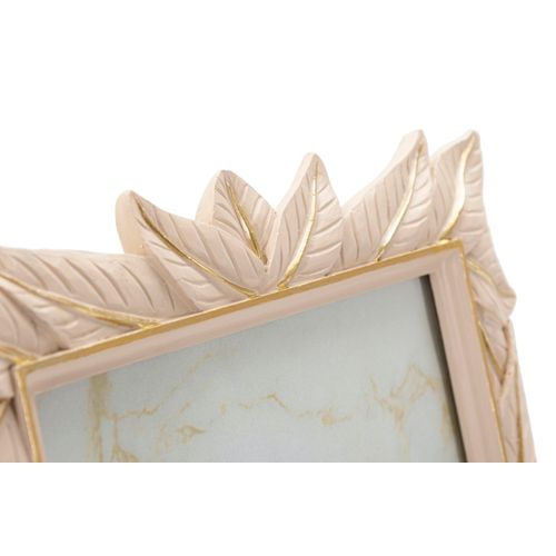 Cadre Photo Crème 21x27 Cm Finition Feuilles Dorées Pour Photo 15x20 Cm