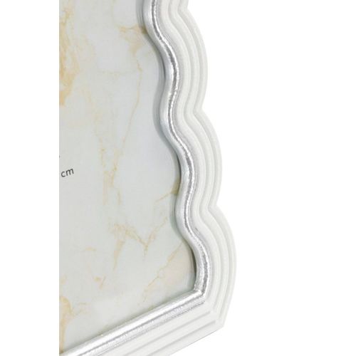 Cadre Photo Blanc Et Argent 25x30 Cm Design Ondulé Moderne Pour Photo 20x25 Cm