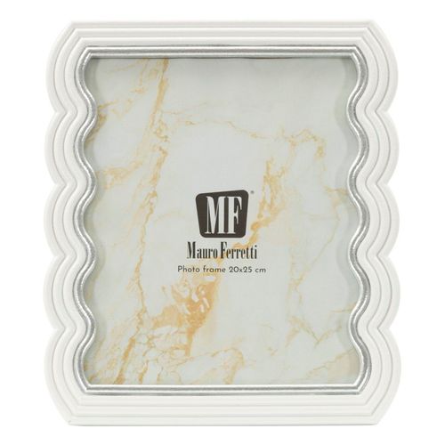 Cadre Photo Blanc Et Argent 25x30 Cm Design Ondulé Moderne Pour Photo 20x25 Cm