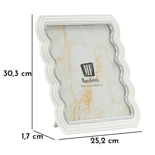 Cadre Photo Blanc Et Argent 25x30 Cm Design Ondulé Moderne Pour Photo 20x25 Cm