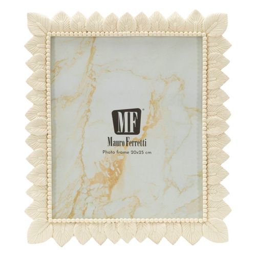 Cadre Photo Crème 20x25 Cm Décor Feuilles Raffiné Et Lumineux