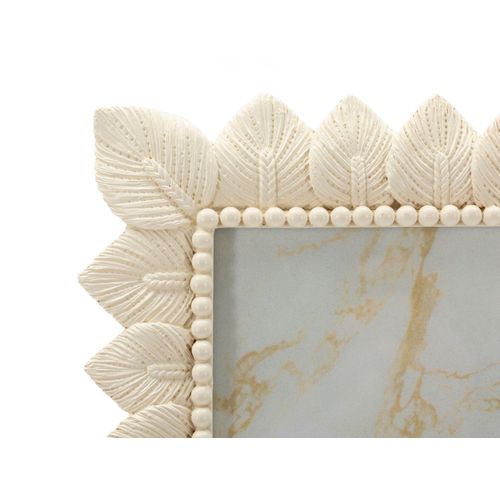 Cadre Photo Crème 20x25 Cm Décor Feuilles Raffiné Et Lumineux