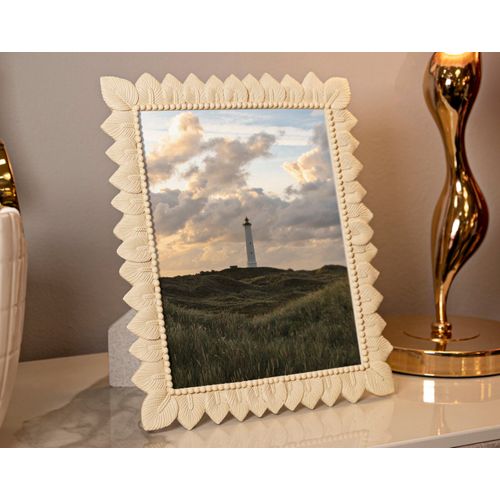 Cadre Photo Crème 20x25 Cm Décor Feuilles Raffiné Et Lumineux
