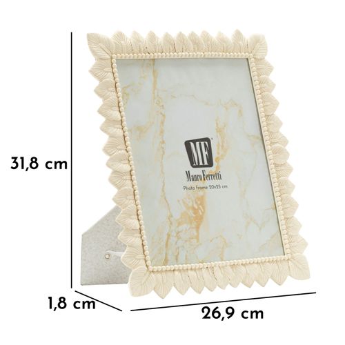 Cadre Photo Crème 20x25 Cm Décor Feuilles Raffiné Et Lumineux