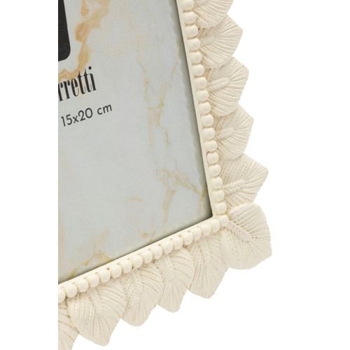 Cadre Photo Crème 15x20 Cm Avec Décor De Feuilles Élégant Et Raffiné