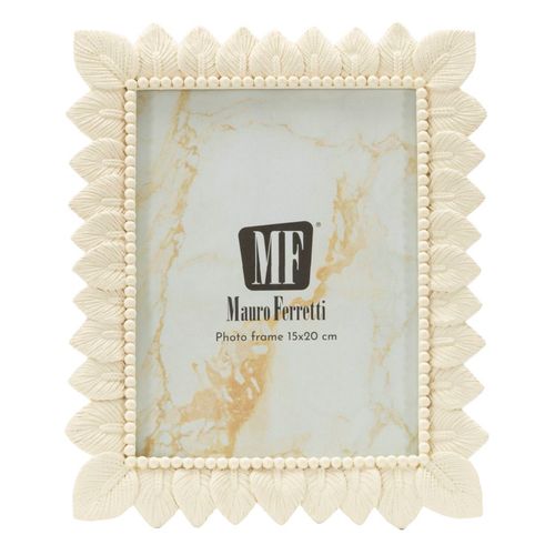 Cadre Photo Crème 15x20 Cm Avec Décor De Feuilles Élégant Et Raffiné