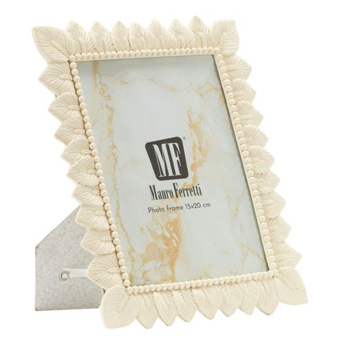 Cadre Photo Crème 15x20 Cm Avec Décor De Feuilles Élégant Et Raffiné