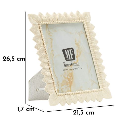 Cadre Photo Crème 15x20 Cm Avec Décor De Feuilles Élégant Et Raffiné