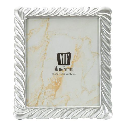 Cadre Photo Argent 20x25 Cm Avec Bord Tressé Effet Sculpté Élégant