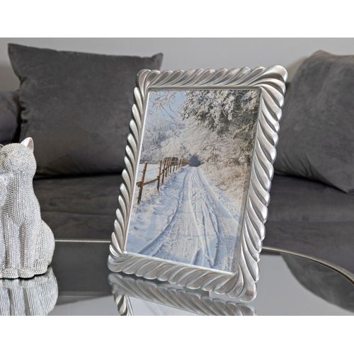 Cadre Photo Argent 20x25 Cm Avec Bord Tressé Effet Sculpté Élégant