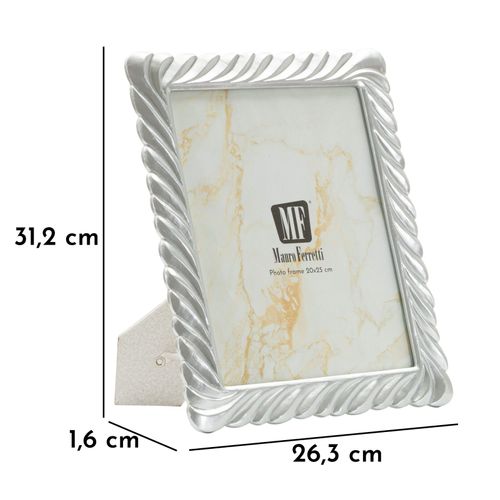 Cadre Photo Argent 20x25 Cm Avec Bord Tressé Effet Sculpté Élégant