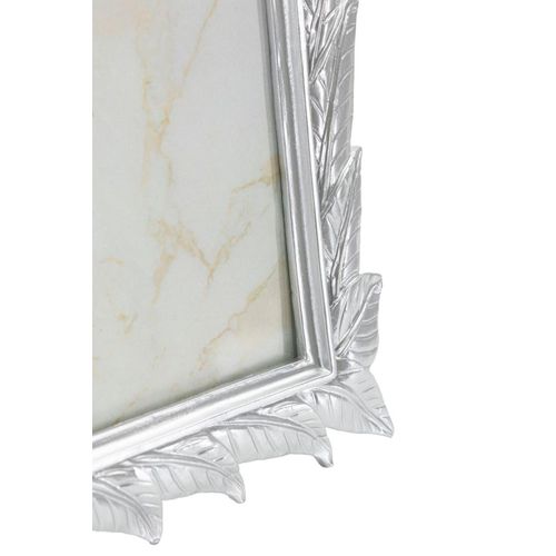 Cadre Photo Argent 20x25 Cm Avec Bordure Feuilles Décoratives Élégantes