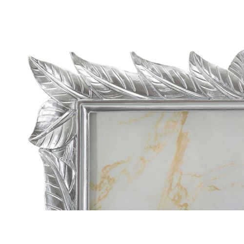 Cadre Photo Argent 20x25 Cm Avec Bordure Feuilles Décoratives Élégantes