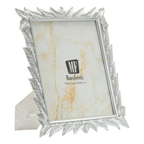 Cadre Photo Argent 20x25 Cm Avec Bordure Feuilles Décoratives Élégantes