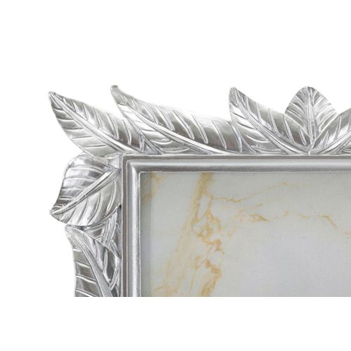 Cadre Photo Argent 15x20 Cm Avec Finition Feuilles Décoratives Élégantes
