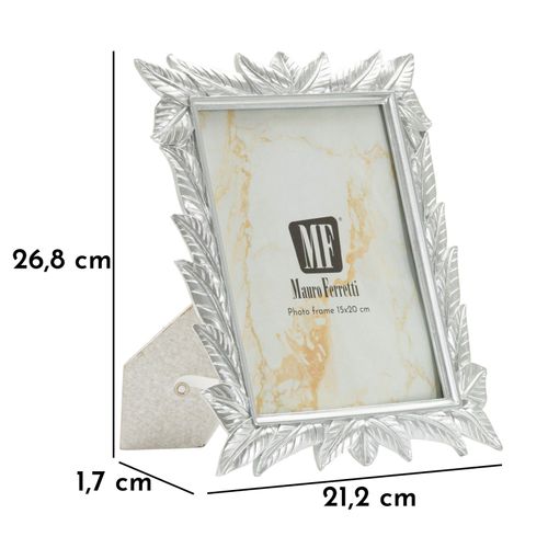 Cadre Photo Argent 15x20 Cm Avec Finition Feuilles Décoratives Élégantes