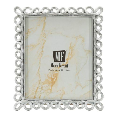 Cadre Photo Argenté 20x25 Cm Avec Contour Anneaux Design Moderne