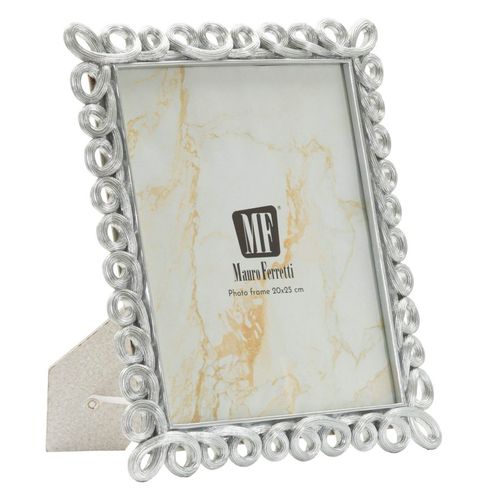 Cadre Photo Argenté 20x25 Cm Avec Contour Anneaux Design Moderne