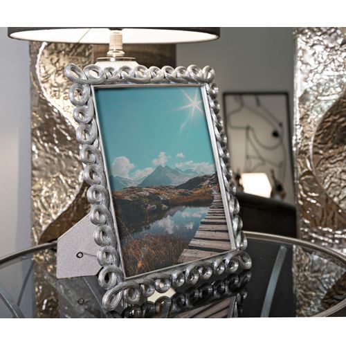 Cadre Photo Argenté 20x25 Cm Avec Contour Anneaux Design Moderne