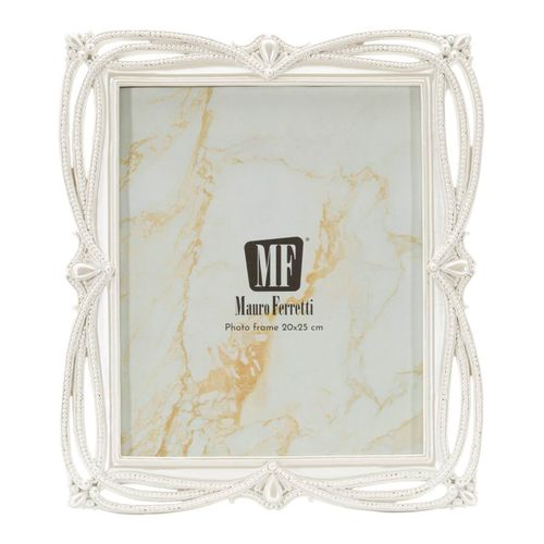 Cadre Photo Argenté 27x32 Cm Format 20x25 Avec Bordure Ruban Raffiné