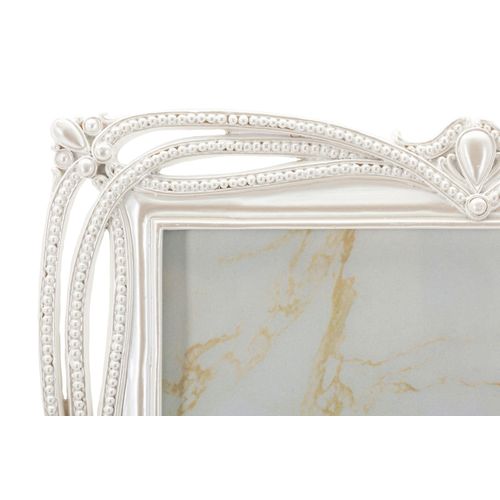 Cadre Photo Argenté 27x32 Cm Format 20x25 Avec Bordure Ruban Raffiné