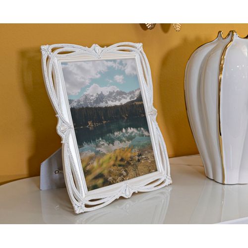 Cadre Photo Argenté 27x32 Cm Format 20x25 Avec Bordure Ruban Raffiné