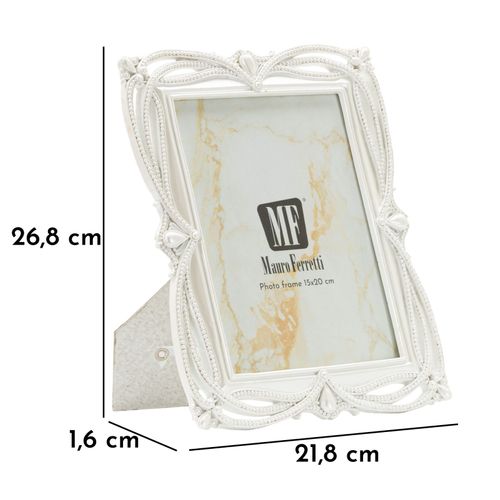 Cadre Photo Argenté 21,8x26,8 Cm Format 15x20 Avec Bordure Ruban Chic