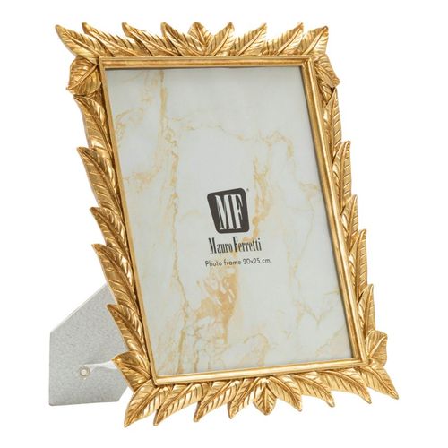 Cadre Photo Doré 27x32,3 Cm Format 20x25 Avec Bordure Feuilles De Laurier