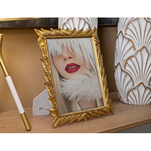 Cadre Photo Doré 27x32,3 Cm Format 20x25 Avec Bordure Feuilles De Laurier