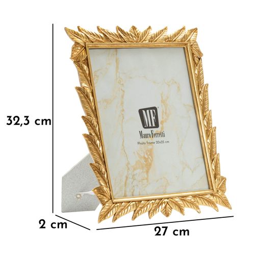Cadre Photo Doré 27x32,3 Cm Format 20x25 Avec Bordure Feuilles De Laurier